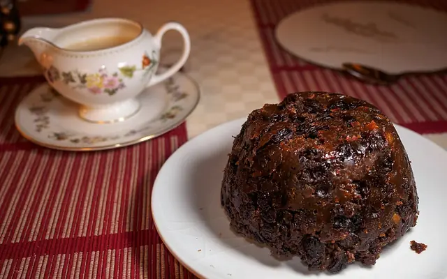 Roast turkey and Christmas pudding