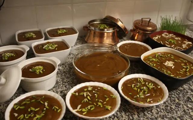 Samanu and sumalak (sprouted wheat pudding)