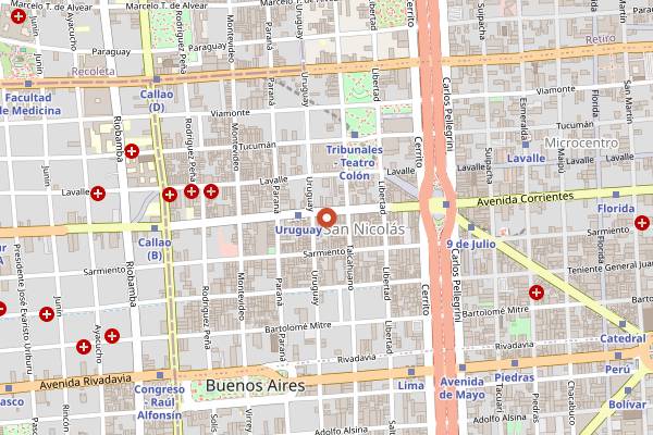 Map showing Pizzeria Guerrin in Buenos Aires