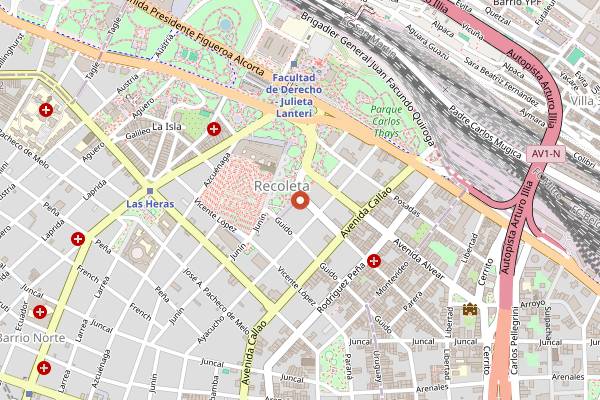 Map showing La Biela in Buenos Aires