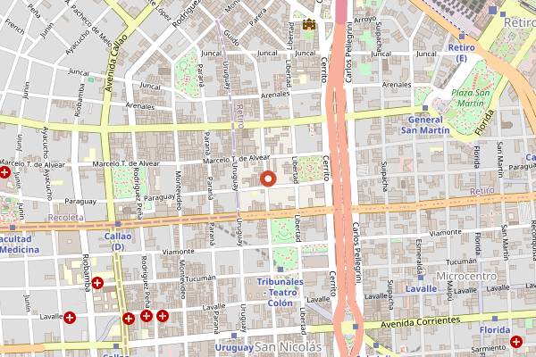 Map showing El Cuartito in Buenos Aires