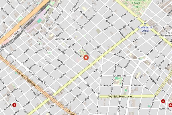 Map showing Krishna Veggie in Buenos Aires