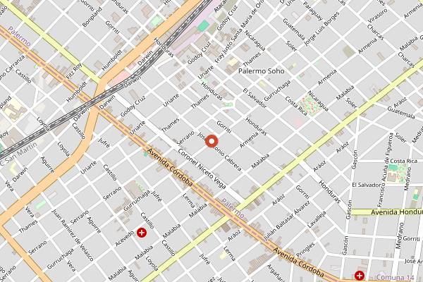 Map showing Lo de Jesus (gluten-free options) in Buenos Aires