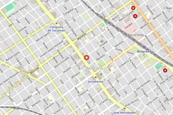Map showing Barrio Chino (Chinatown grocers) in Buenos Aires