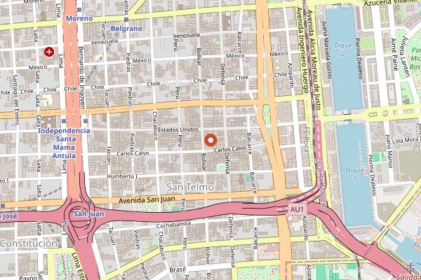 Map showing Mercado de San Telmo in Buenos Aires
