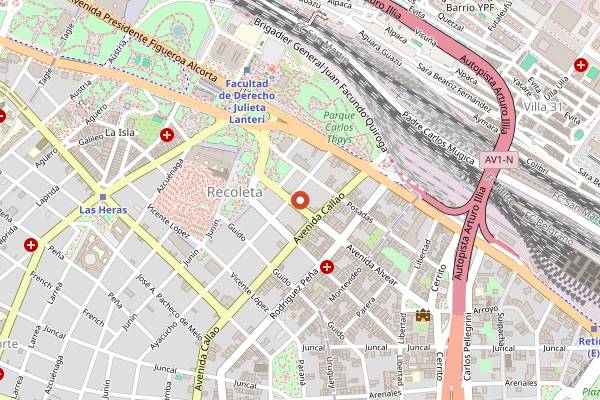 Map showing Alvear Roof Bar (Alvear Palace) in Buenos Aires