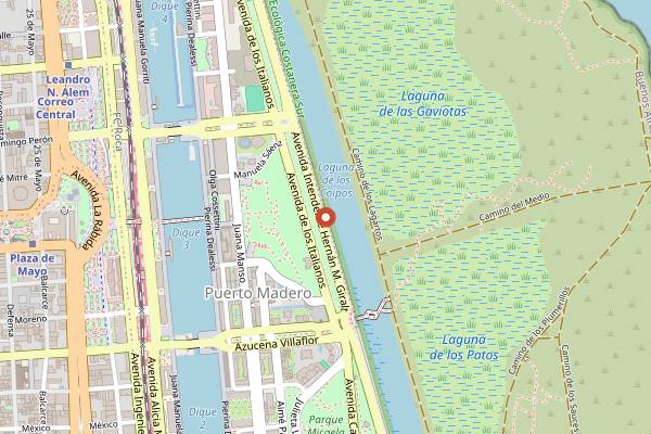 Map showing Choripaneros de la Costanera Sur in Buenos Aires