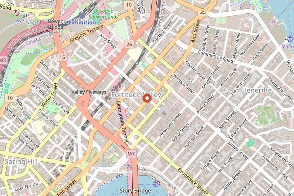 Map showing Osbourne Hotel in Brisbane