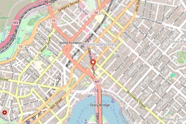 Map showing Royal George Hotel in Brisbane