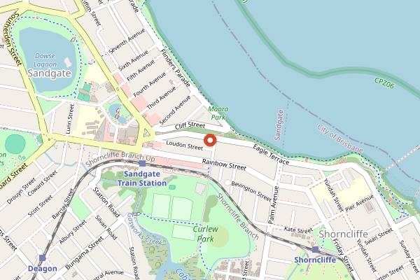 Map showing The Full Moon Hotel in Brisbane