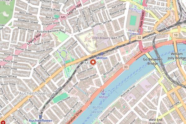 Map showing The Scratch Bar in Brisbane