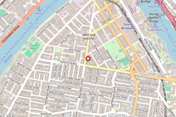Map showing Brisbane Brewing Co. in Brisbane