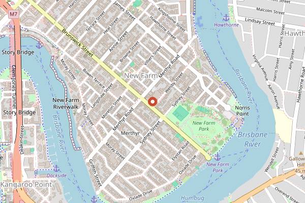Map showing New Farm Deli and Cafe in Brisbane