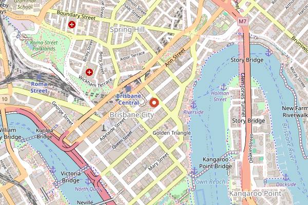 Map showing PJ’s Steaks in Brisbane