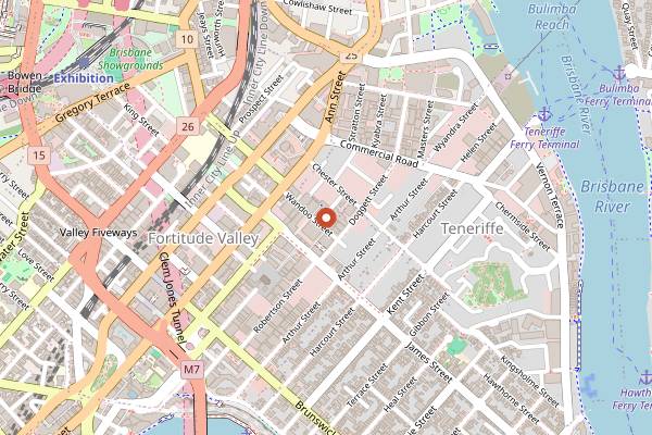 Map showing Bellissimo Coffee Roasters in Brisbane