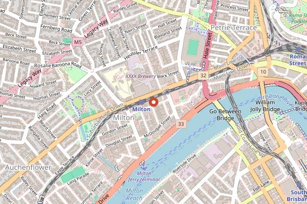 Map showing Bunker Coffee in Brisbane