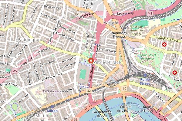 Map showing Caxton Street Seafood and Wine Festival in Brisbane