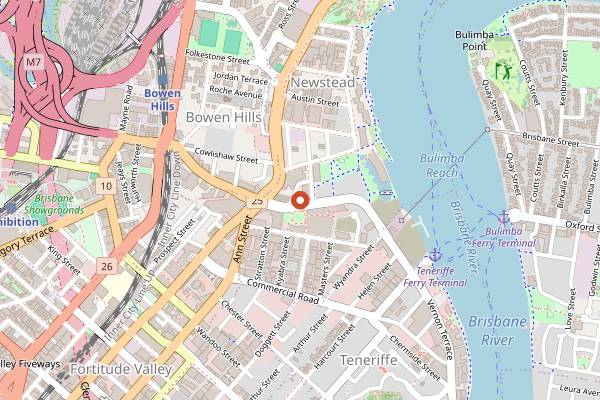 Map showing e'cco bistro in Brisbane