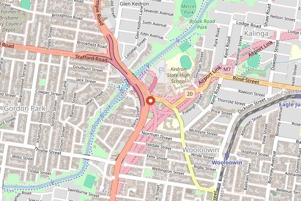 Map showing Kedron Park Hotel in Brisbane