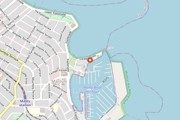 Map showing Jan Powers Farmers Market Manly in Brisbane