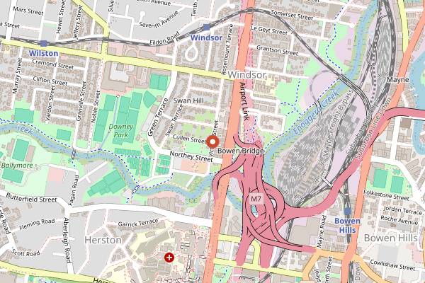 Map showing Northey Street Organic Farmers Market in Brisbane
