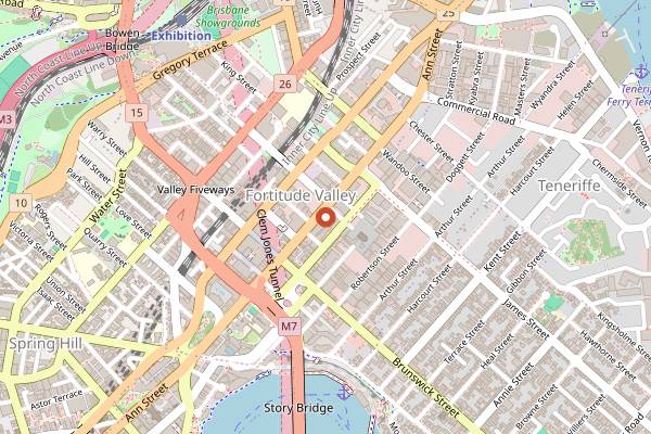 Map showing Eleven Rooftop Bar in Brisbane