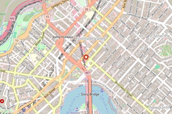 Map showing Empire Hotel in Brisbane