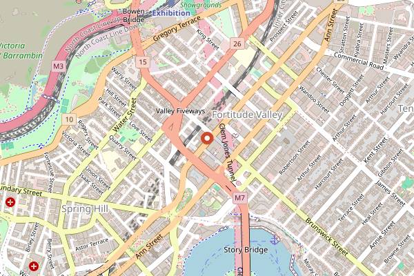 Map showing The Prince Consort Hotel in Brisbane