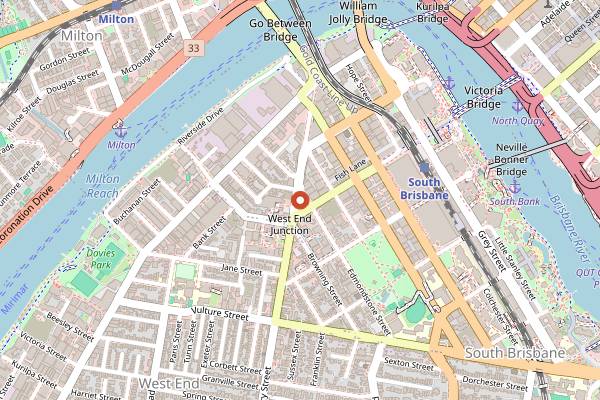 Map showing Tarbouche Mezza Bar in Brisbane