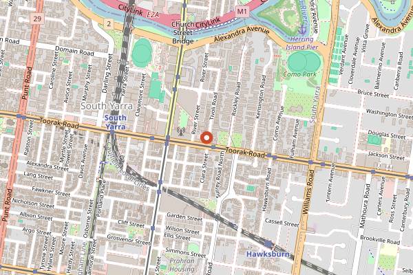 Map showing Tivoli Road Bakery in Melbourne