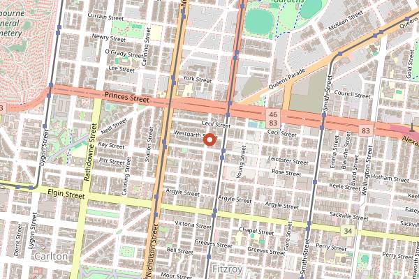 Map showing Industry Beans in Melbourne
