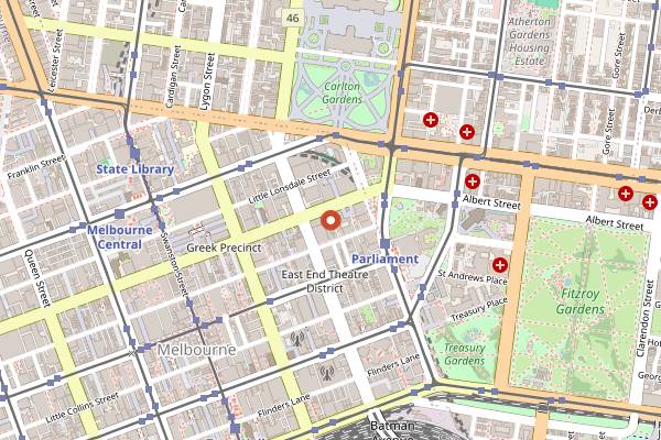 Map showing Market Lane Coffee (Carlton) in Melbourne