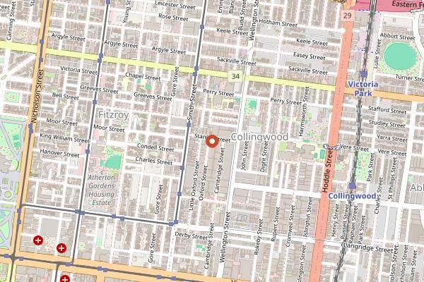 Map showing Proud Mary in Melbourne