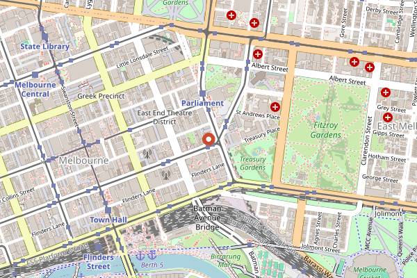 Map showing Market Lane Coffee (Collins Street) in Melbourne