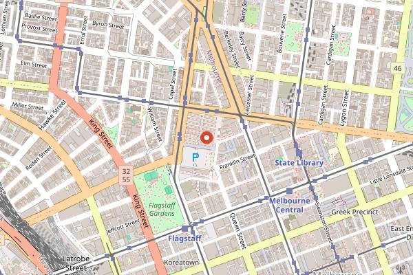 Map showing Queen Victoria Market Cooking School in Melbourne