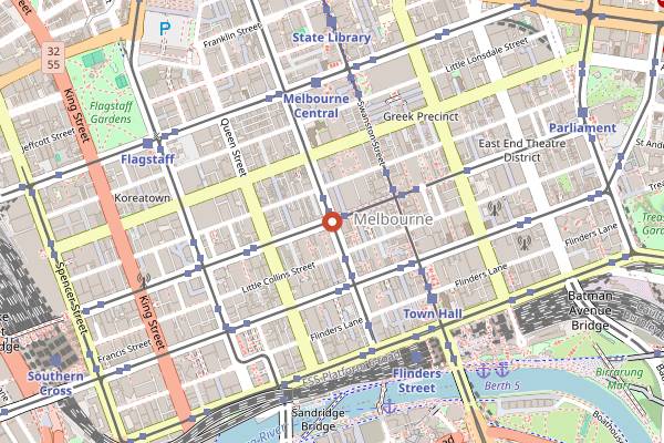 Map showing Mornington Peninsula Cellar Doors in Melbourne