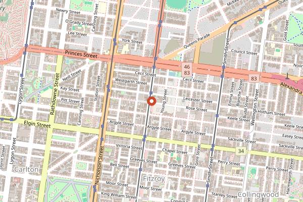 Map showing Vegie Bar in Melbourne