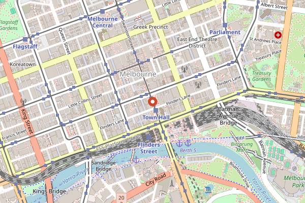 Map showing Laneways and Arcades Food Tour in Melbourne