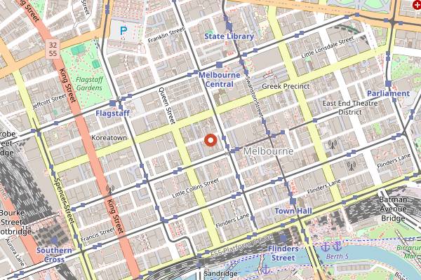 Map showing Tipo 00 in Melbourne