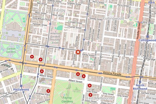 Map showing Evie's Disco Diner in Melbourne