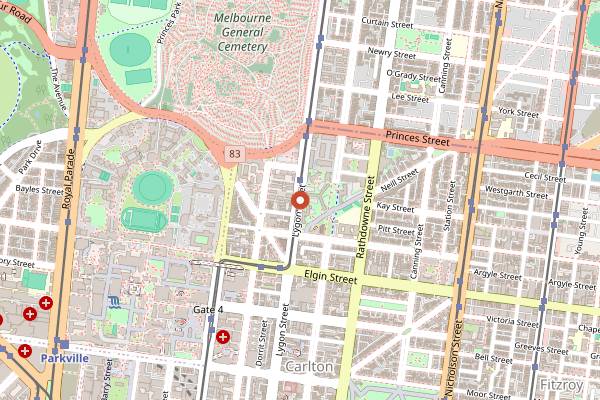 Map showing Johnny's Green Room in Melbourne