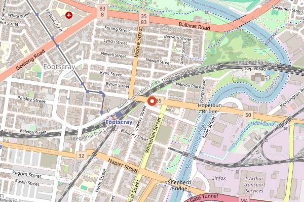 Map showing Footscray Market in Melbourne