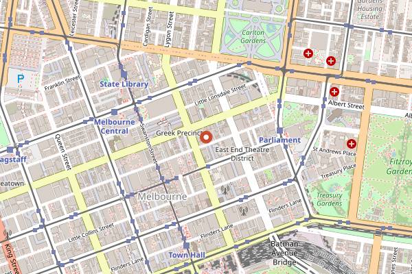Map showing New Guernica in Melbourne