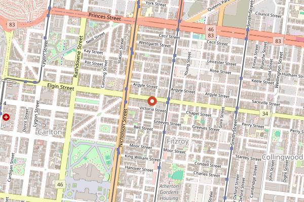 Map showing The Old Bar in Melbourne