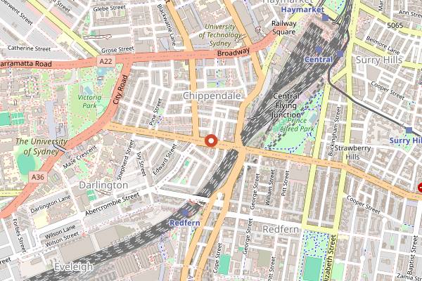 Map showing Brickfields in Sydney