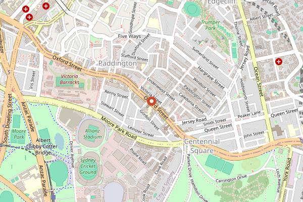 Map showing The Paddington in Sydney