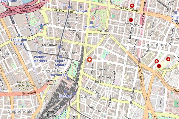 Map showing The Wild Rover in Sydney