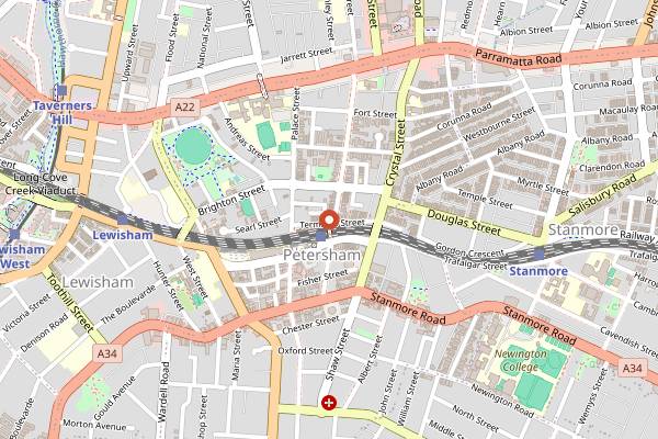 Map showing White Cockatoo Hotel in Sydney