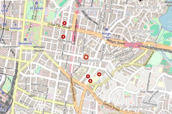 Map showing Bills Darlinghurst in Sydney