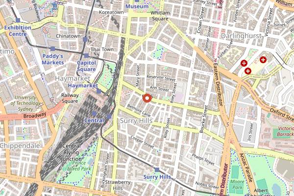 Map showing Reuben Hills in Sydney